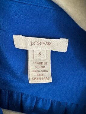 J.Crew Royal Blue Silk Button-Down (Size 8)